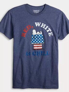 Men's Peanuts Red White & Chill Snoopy Tee, Size: Small, Blue